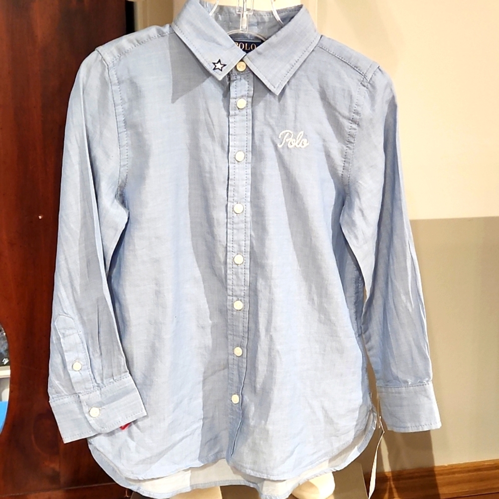 RALF LAUREN POLO BOYS  BUTTON DOWN LONG SLEEVE SHIRT SIZE 4-4T.